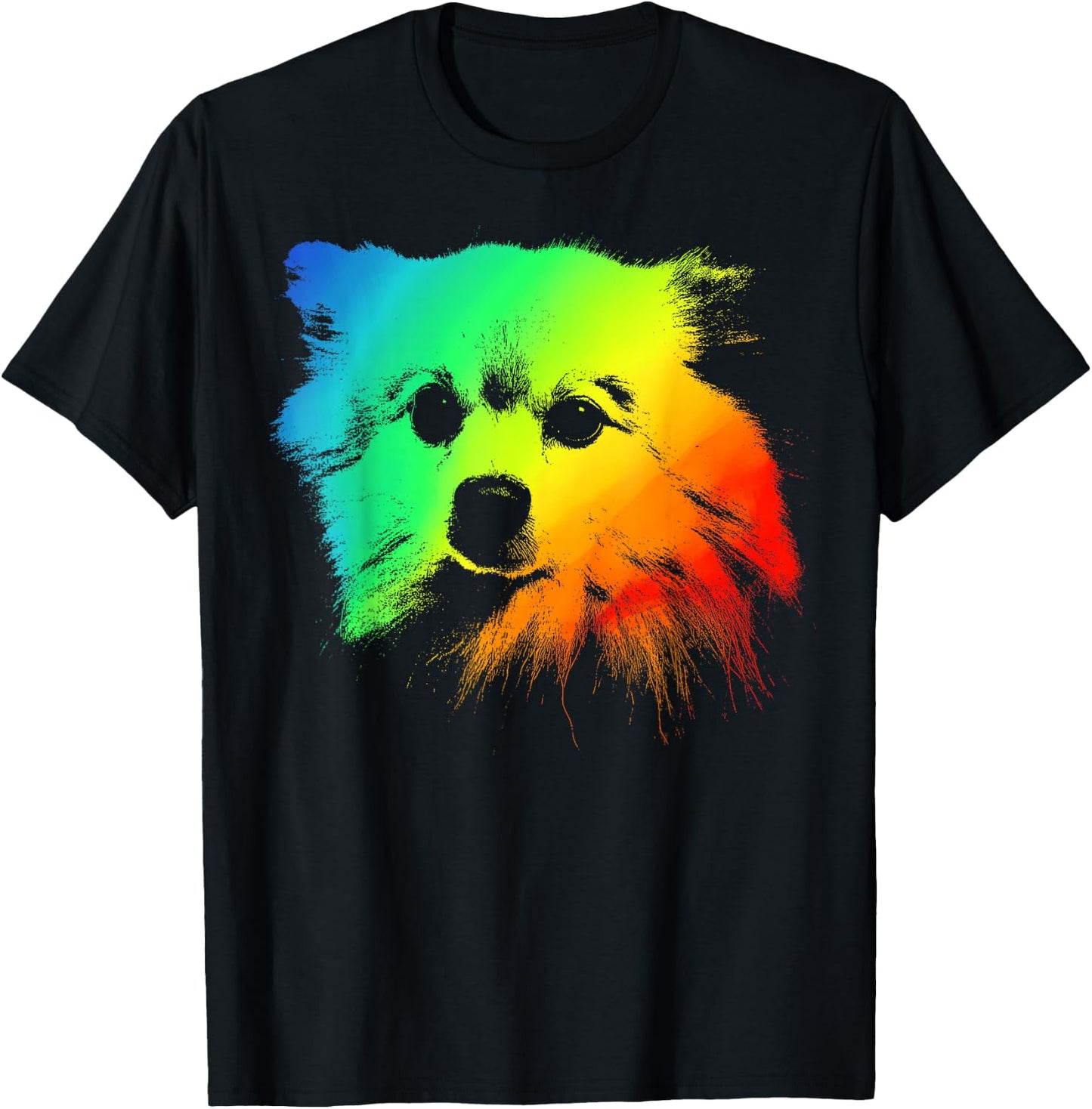 POM-CHI Colorful Rainbow Retro T-Shirt - T-Shirt | Black