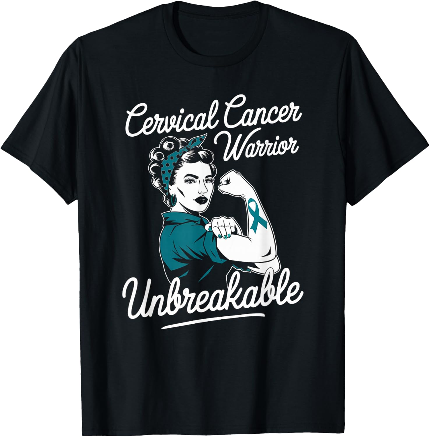 Cervical Cancer Warrior Unbreakable Cervical Cancer Survivor T-Shirt - T-Shirt | Black