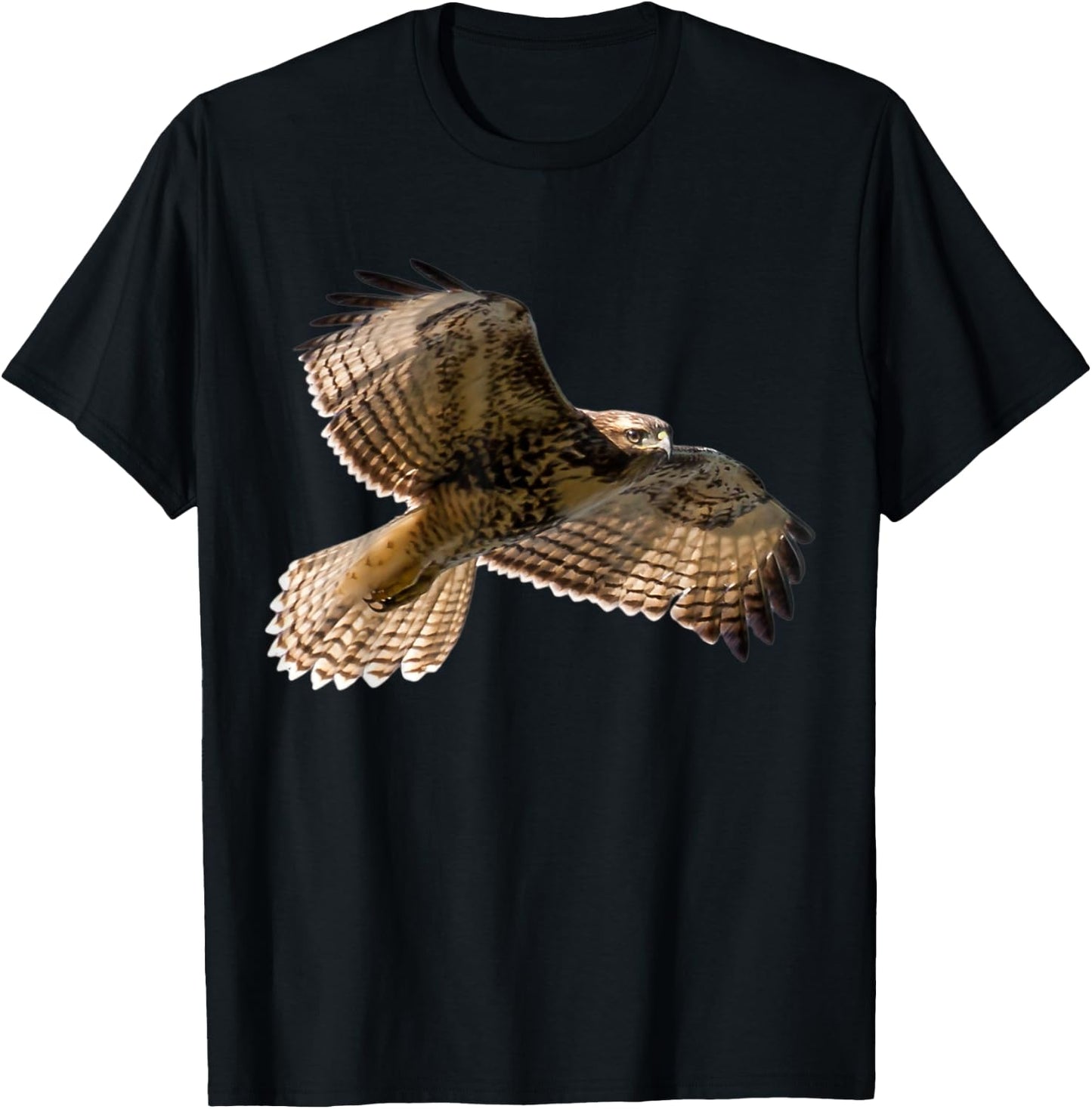 CanvasByNature Red-Tailed Hawk - Women's Classic Fit Black Short Sleeve - Wildlife Animal Print - Small T-Shirt - T-Shirt | Black