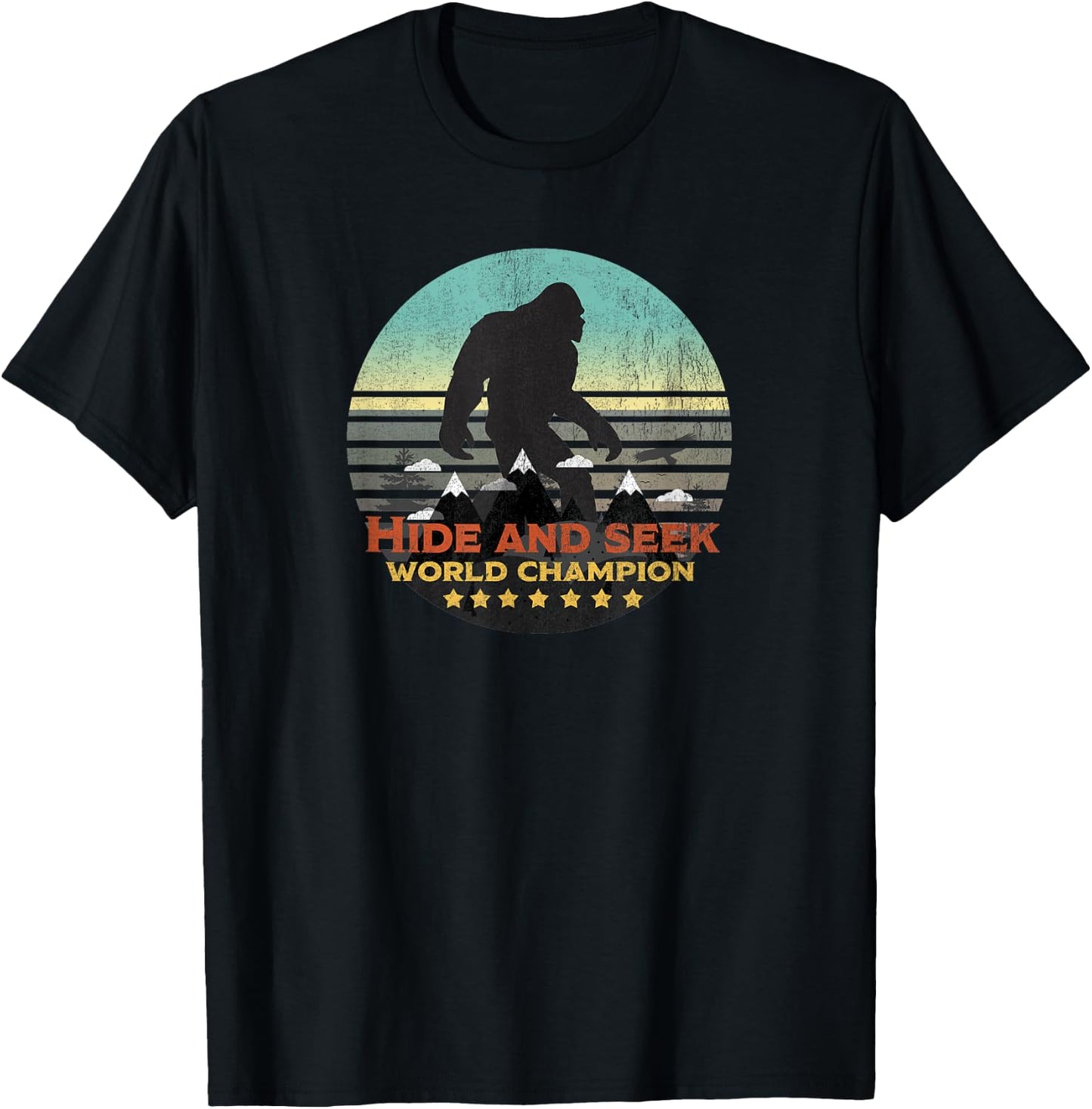 Hide and Seek Champion Retro Big foot is real T-Shirt - T-Shirt | Black