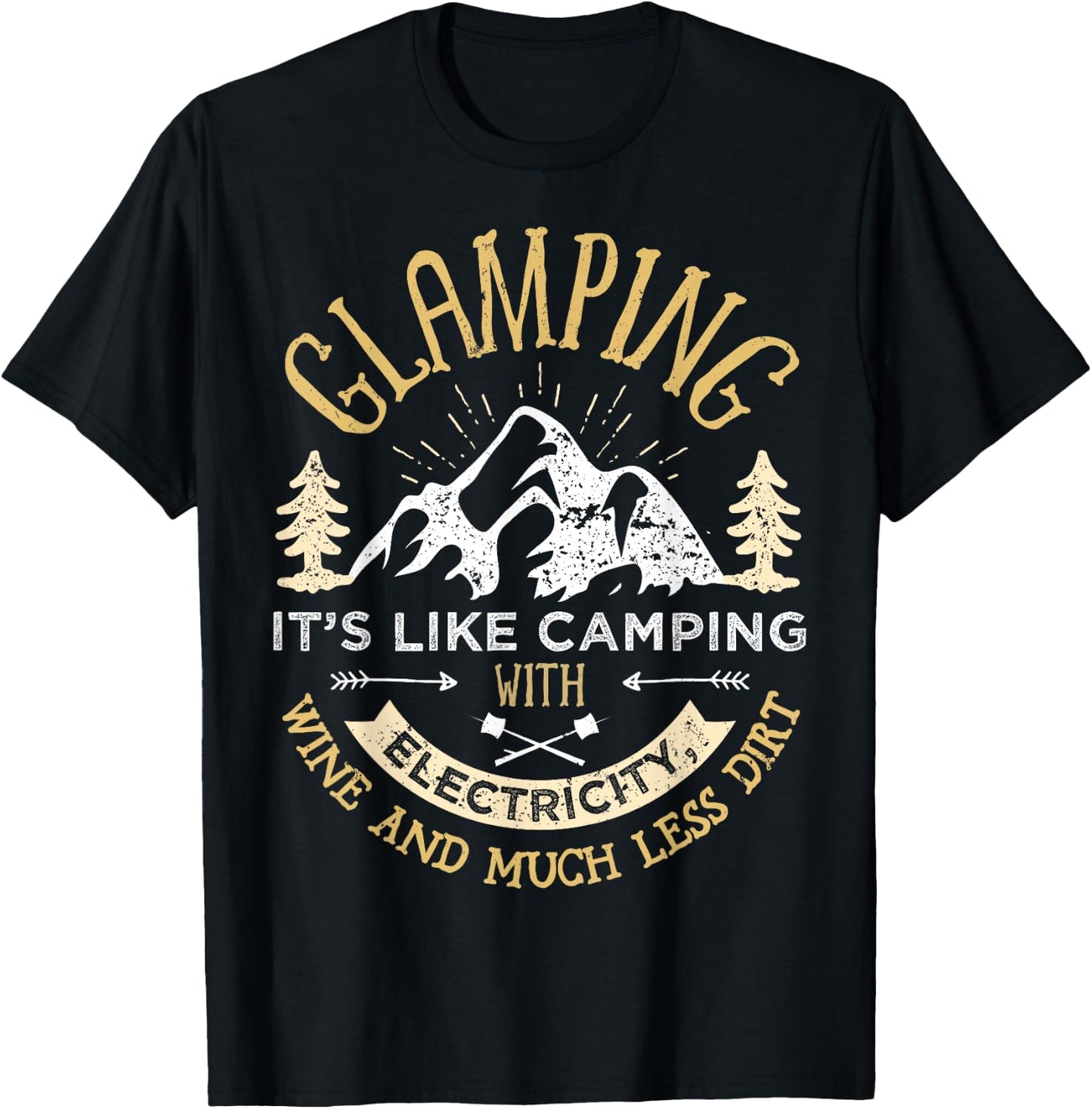 Glamping Definition Glamper Women Men Wine Funny Camping Small T-Shirt - T-Shirt | Black
