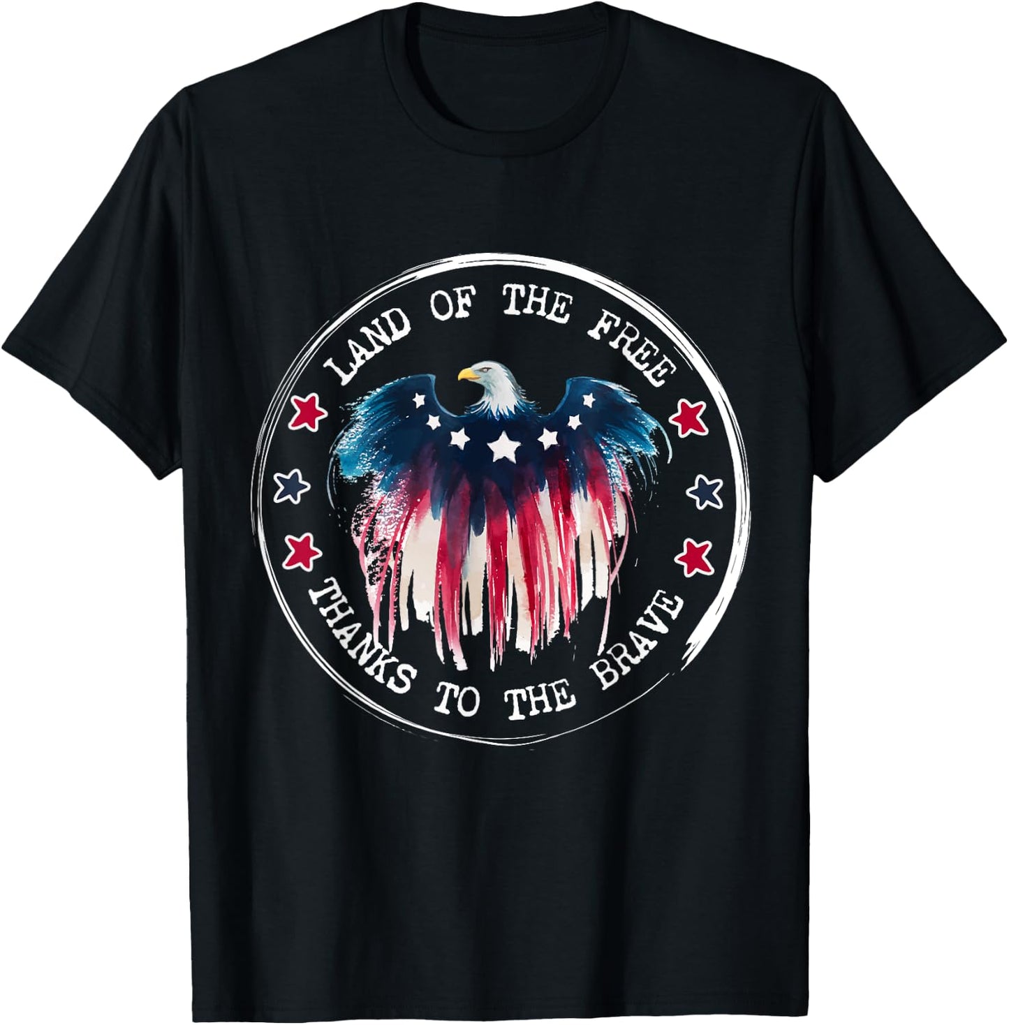 Land of the Free Thanks to Brave American Eagle Flag T-Shirt - T-Shirt | Black