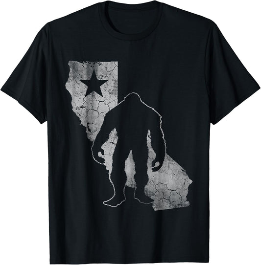 California Sasquatch Vintage Distressed Squatch Big Foot T-Shirt - T-Shirt | Black