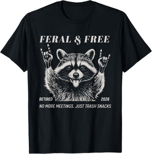 Retro Officially Retired 2026 Retirement Feral and Free T-Shirt - T-Shirt | Black