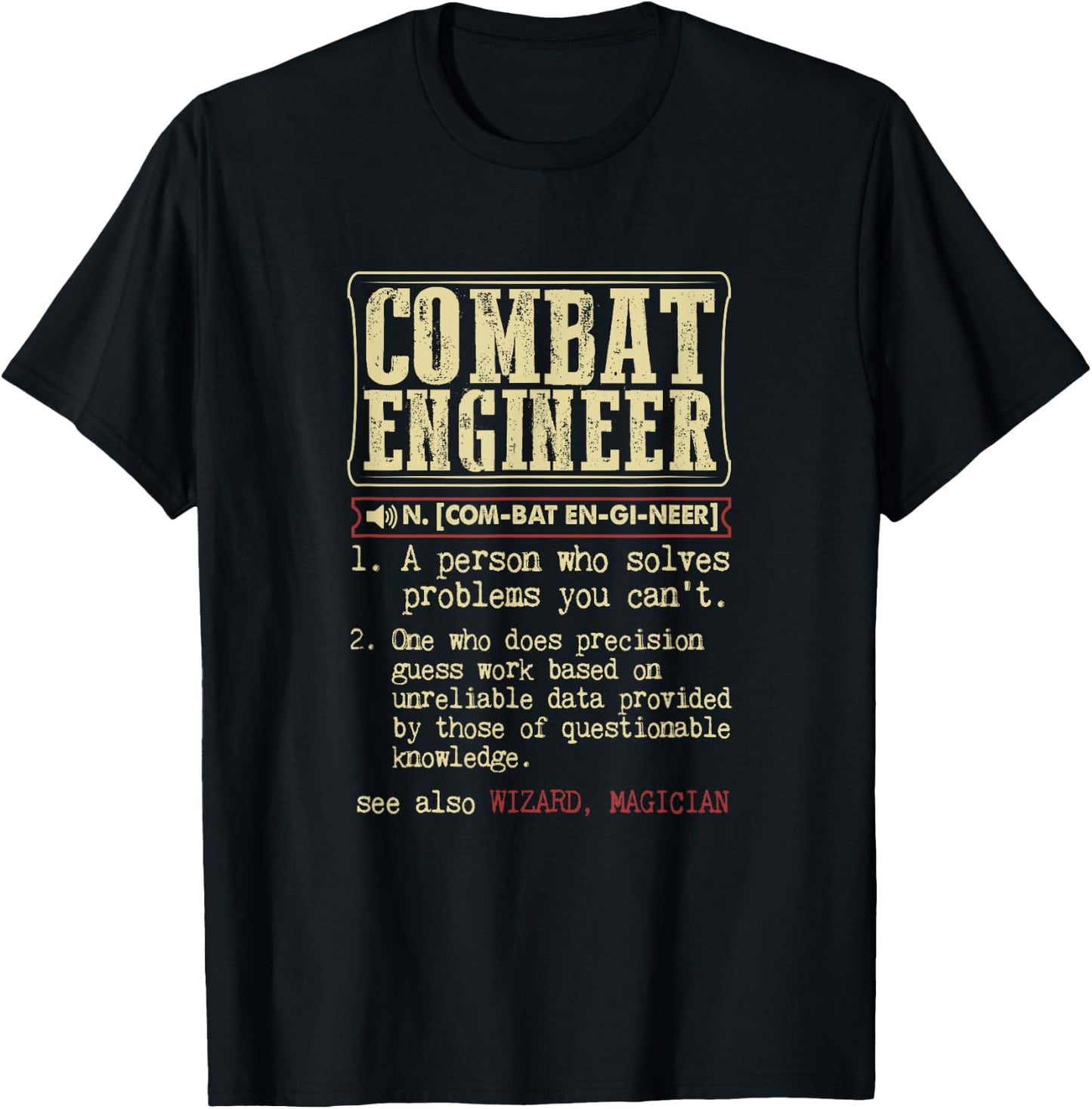 Combat Engineer Dictionary Term Small T-Shirt - T-Shirt | Black