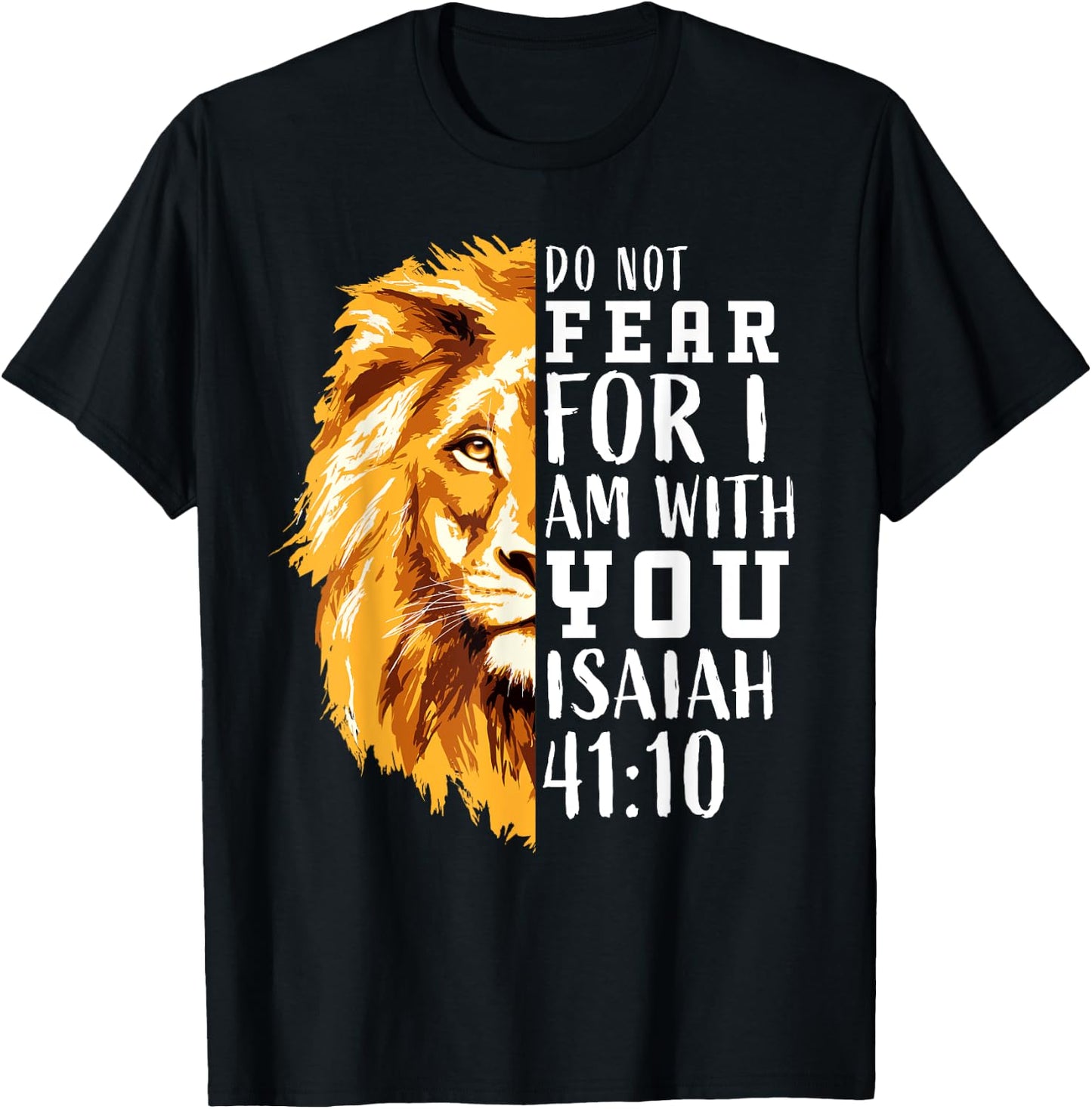Christian Religious Bible Verse Sayings Lion Fear Scripture T-Shirt - T-Shirt | Black