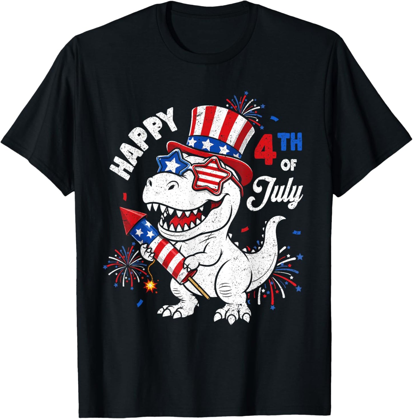 Funny 4th of July T-Rex Dino Dinosaur Patriotic Toddler Boys T-Shirt - T-Shirt | Black