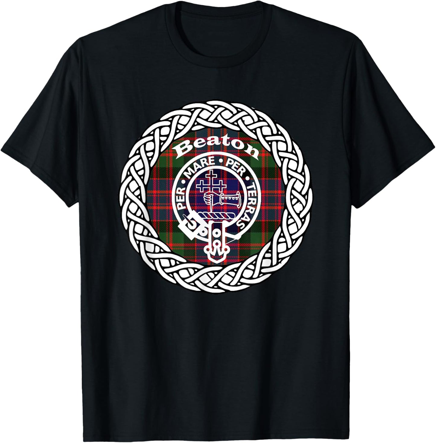 Beaton surname Scottish clan tartan crest badge T-Shirt - T-Shirt | Black