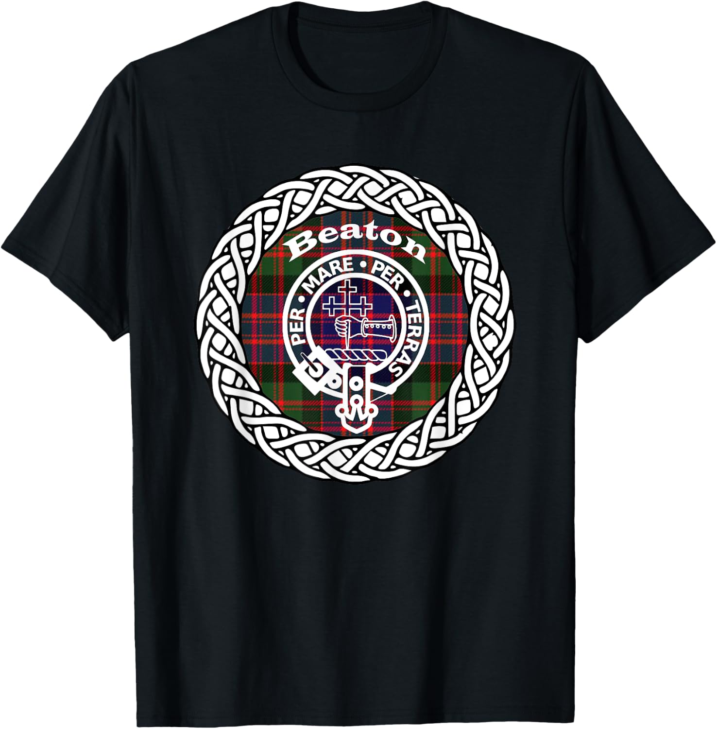 Beaton surname Scottish clan tartan crest badge T-Shirt - T-Shirt | Black