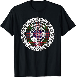 Beaton surname Scottish clan tartan crest badge T-Shirt - T-Shirt | Black