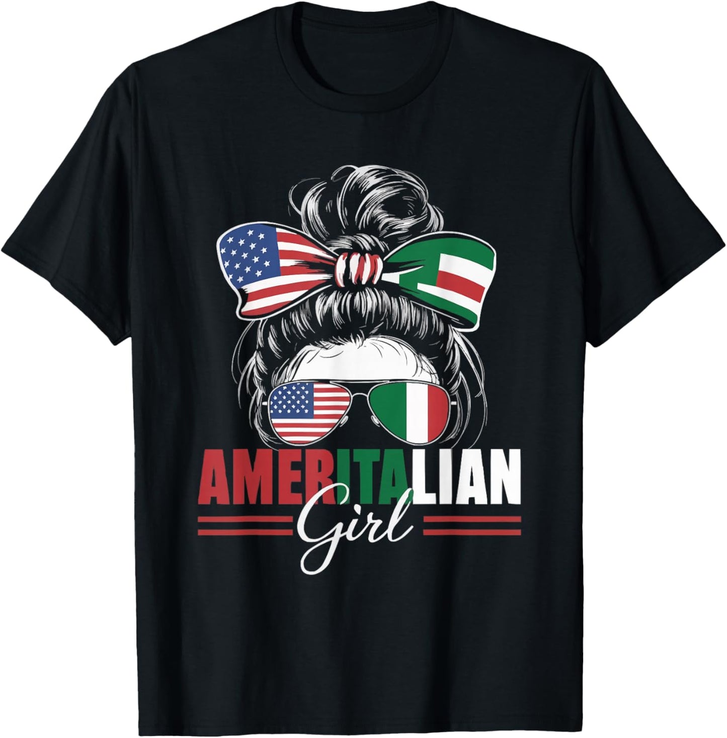 Half Italian Half American USA Flag Italy America T-Shirt - T-Shirt | Black