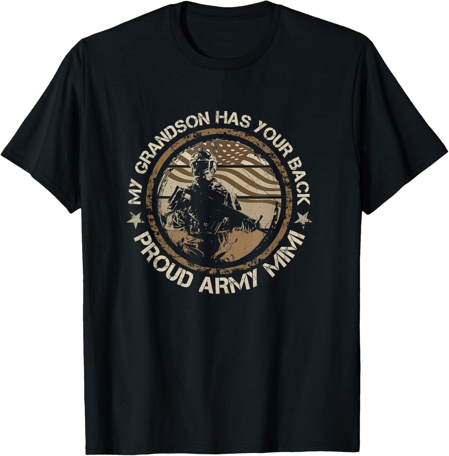 My Grandson Has Your Back Proud Army Mimi Military Family T-Shirt - T-Shirt | Black