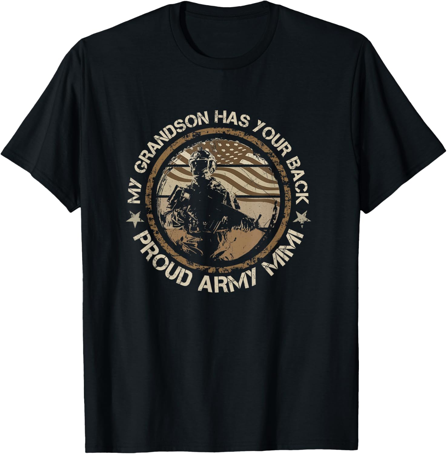 My Grandson Has Your Back Proud Army Mimi Military Family T-Shirt - T-Shirt | Black