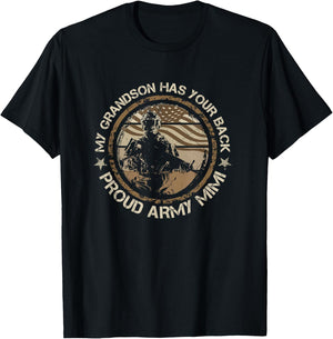 My Grandson Has Your Back Proud Army Mimi Military Family T-Shirt - T-Shirt | Black