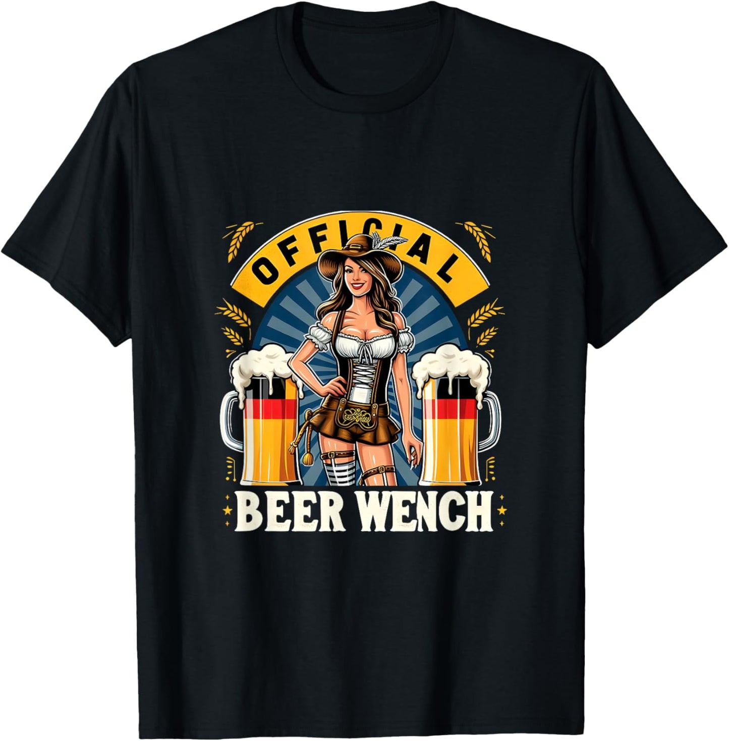 Official Beer Wench Oktoberfest Drinking Team German Flag T-Shirt - T-Shirt | Black
