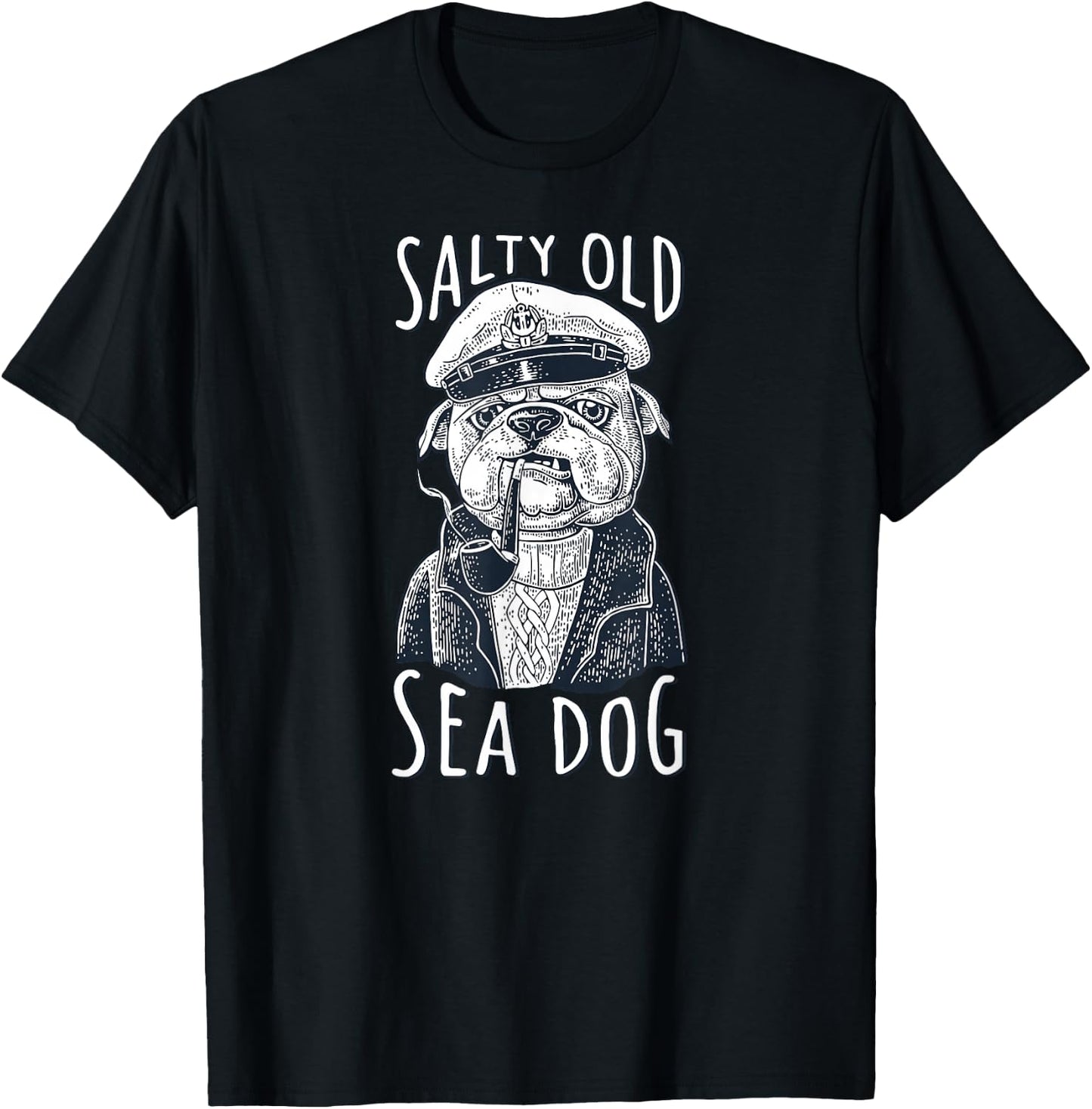 Maritime Dog Salty Old Sea Dog Capitain Nautical T-Shirt - T-Shirt | Black