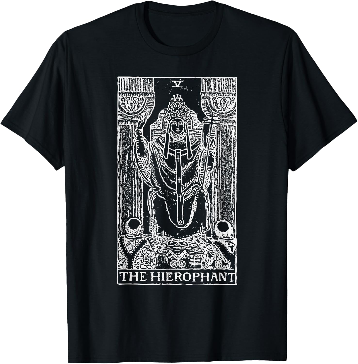 Tarot Card The Hierophant - The Pope Occult Gift T-Shirt - T-Shirt | Black