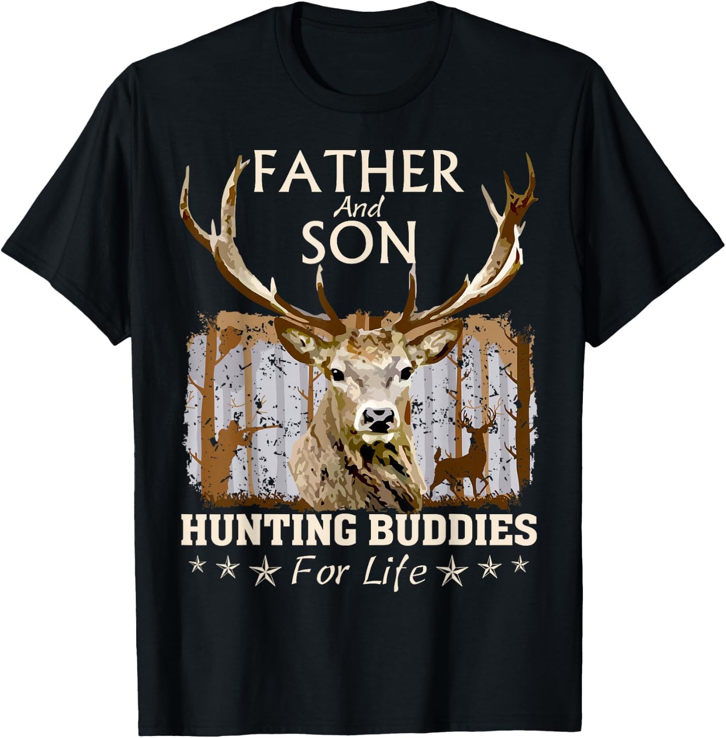 Father and Son Hunting Buddies for Life Hunter Husband Dad T-Shirt - T-Shirt | Black