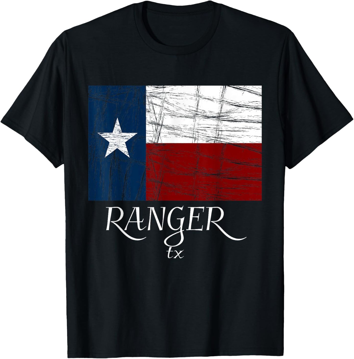 Ranger TX - | City State - Texas Flag T-Shirt - T-Shirt | Black