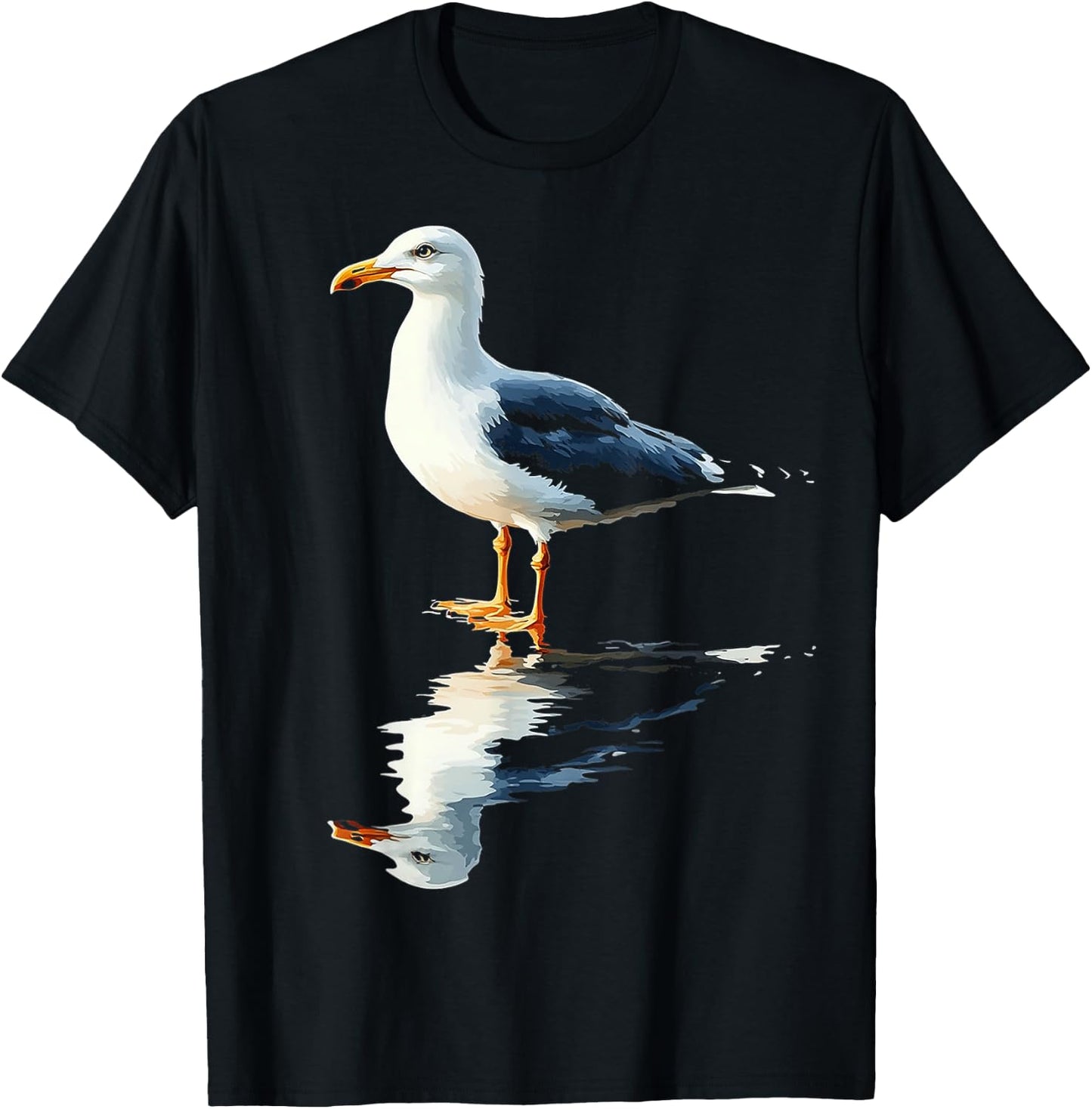 Seagull Bird Motif Animal Art Seagull T-Shirt - T-Shirt | Black