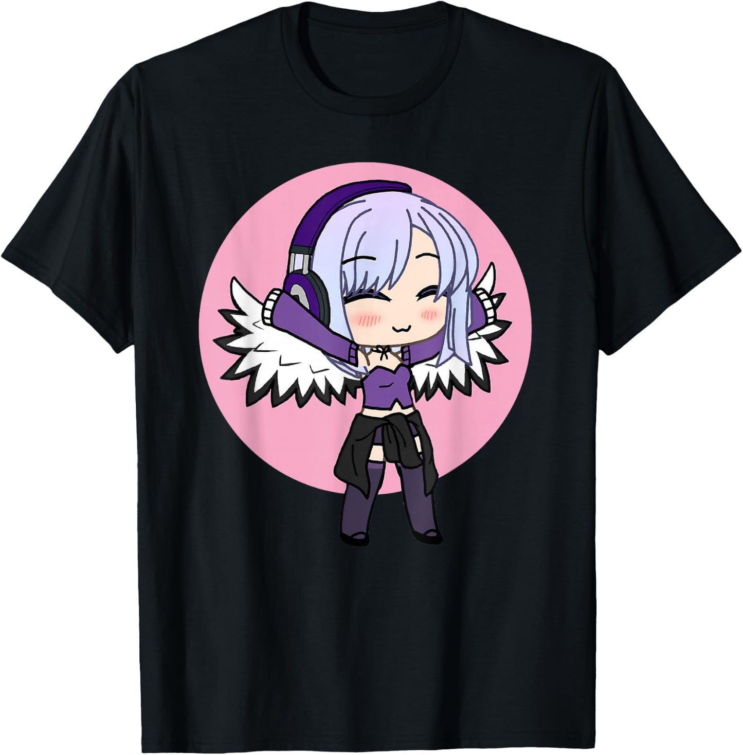 Cute Chibi Style Kawaii Anime Girl with Wings T-Shirt - T-Shirt | Black