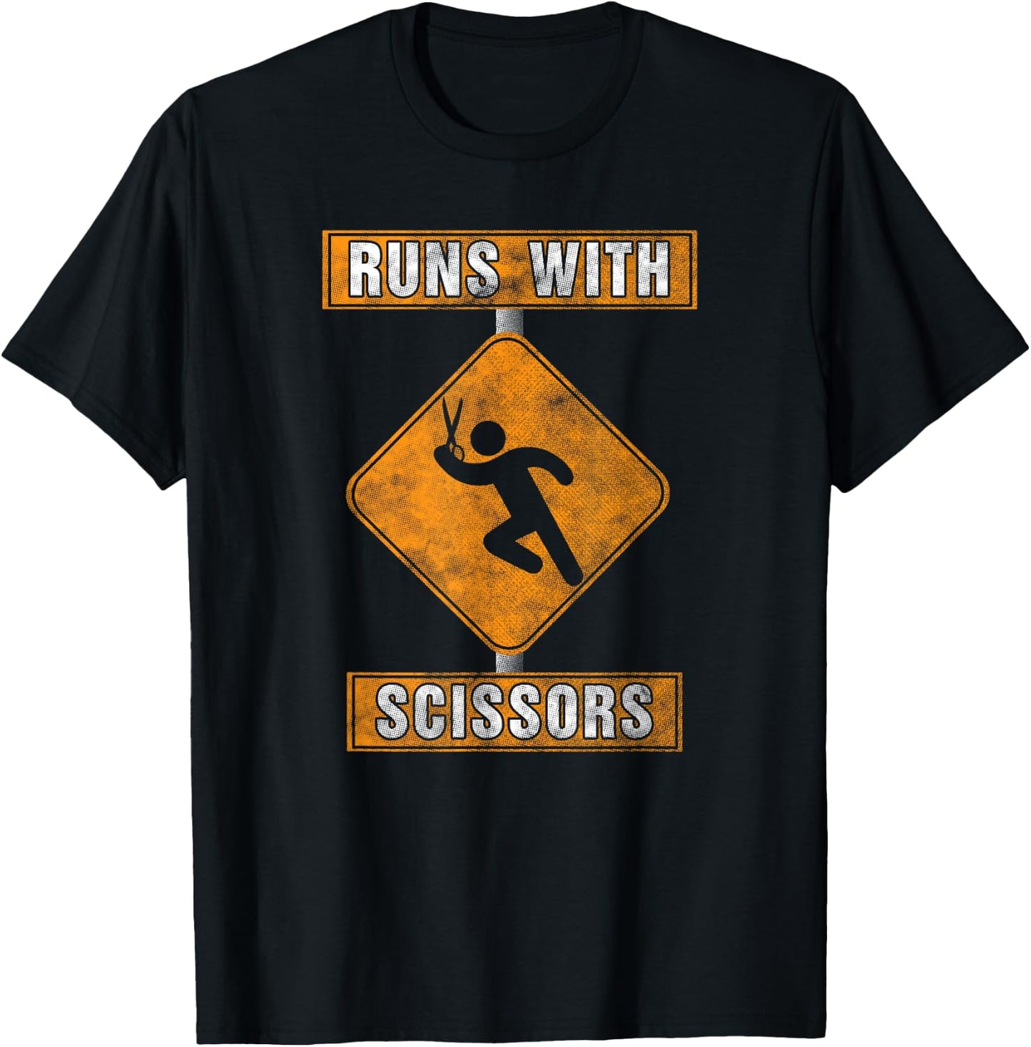 Runs With Scissors Look Out Warning t shirt T-Shirt - T-Shirt | Black