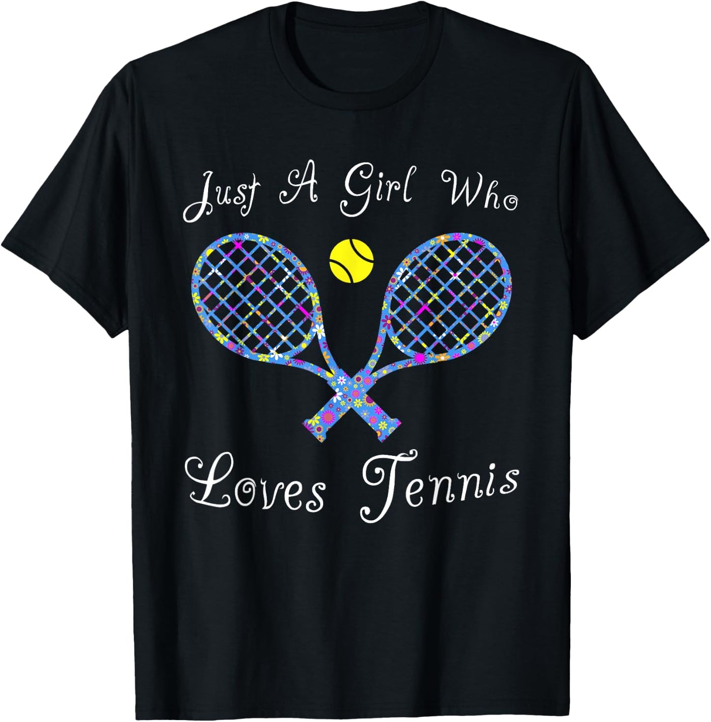 Fun Cute Just a Girl Who Loves Tennis Player T-Shirt - T-Shirt | Black
