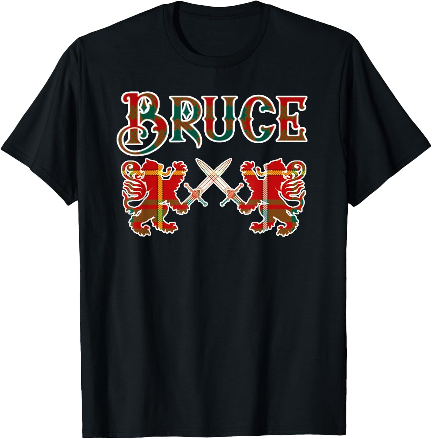 Clan Bruce Scottish Family Kilt Tartan Lion T-Shirt - T-Shirt | Black
