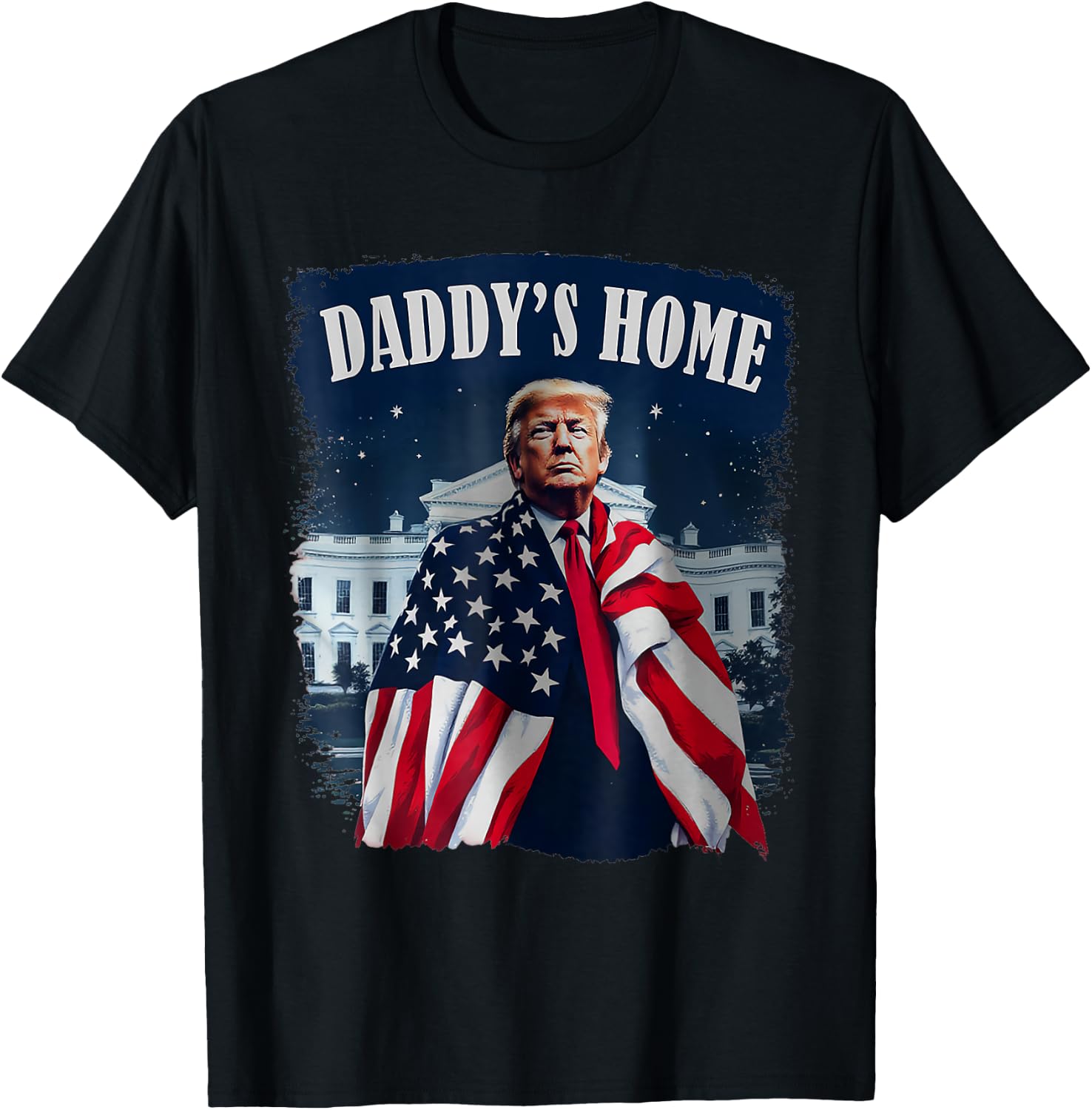 Retro Daddy's Home 2024 Trump Take America Back US Flag T-Shirt - T-Shirt | Black