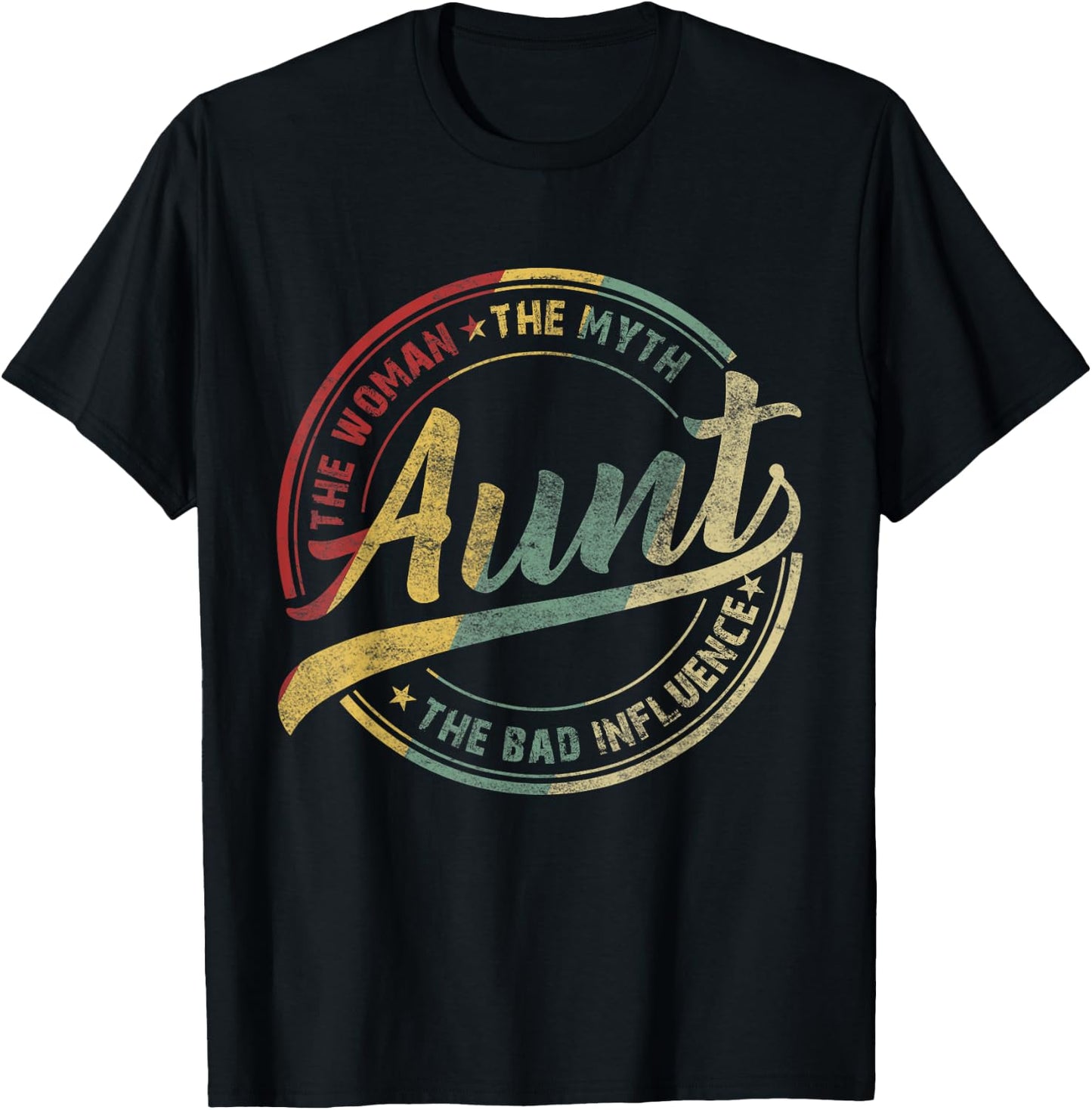 Vintage Aunt Woman Myth Bad Influence funny aunt gift T-Shirt - T-Shirt | Black