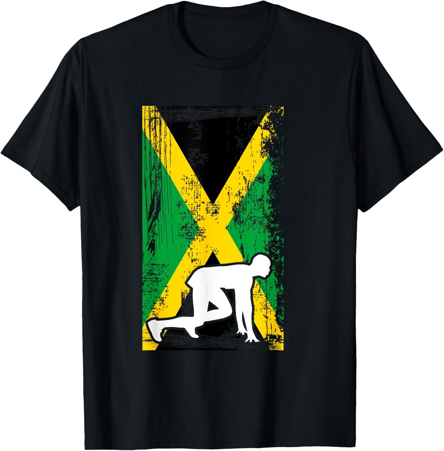 Jamaica Track & Field Country Flag Silhouette Sport T-Shirt - T-Shirt | Black
