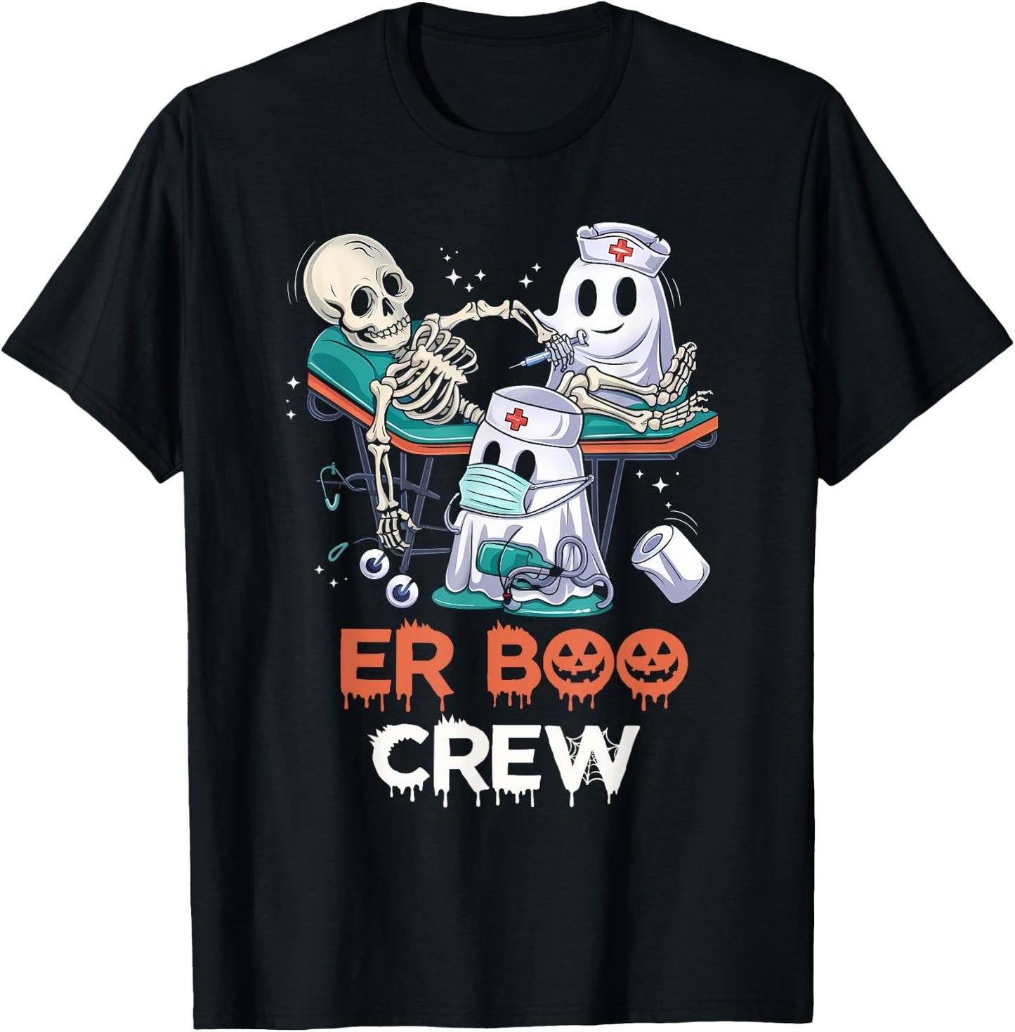 ER nurse shirt halloween ER boo crew Emergency Department T-Shirt - T-Shirt | Black