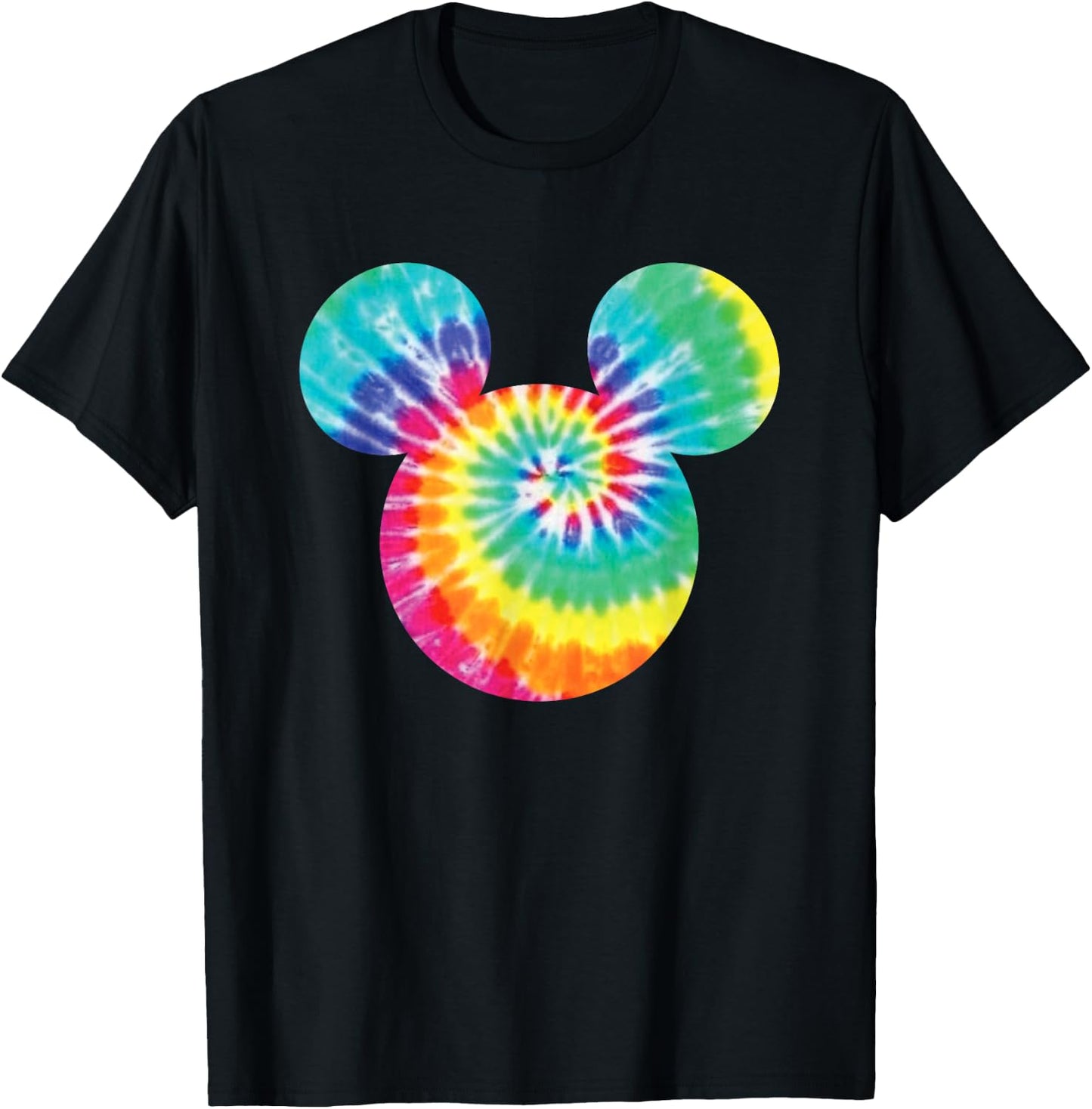 Disney Mickey Mouse Icon Rainbow Tie-Dye Short Sleeve T-Shirt - T-Shirt | Black