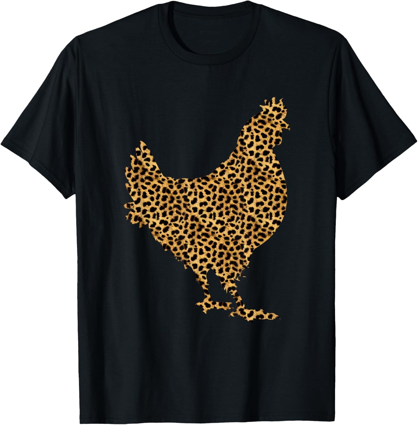 Chicken Leopard Print Hen Fowl Animal Lover Women Gift T-Shirt - T-Shirt | Black