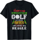 Happiness is Round of Golf Cold Beer Beagle T-Shirt - T-Shirt | Black