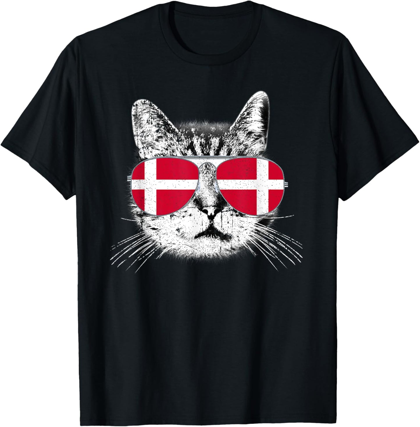 Denmark Flag Danish Cat Lover Pride Men Women Kids Gift T-Shirt - T-Shirt | Black