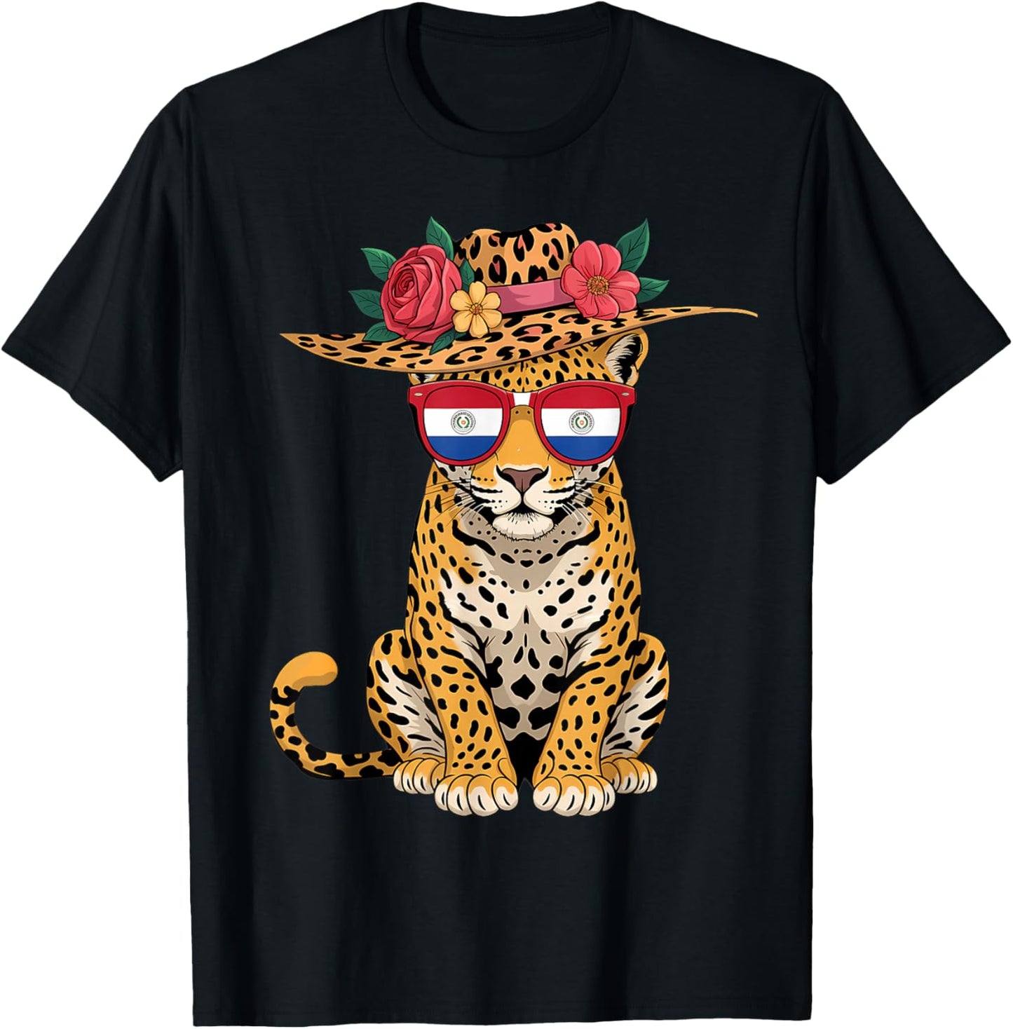 Paraguay Roots Leopard Paraguayan Flag T-Shirt - T-Shirt | Black