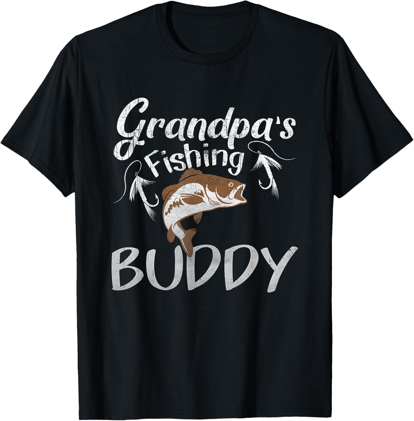 Grandpa's Fishing Buddy Grandson Granddaughter T-Shirt - T-Shirt | Black