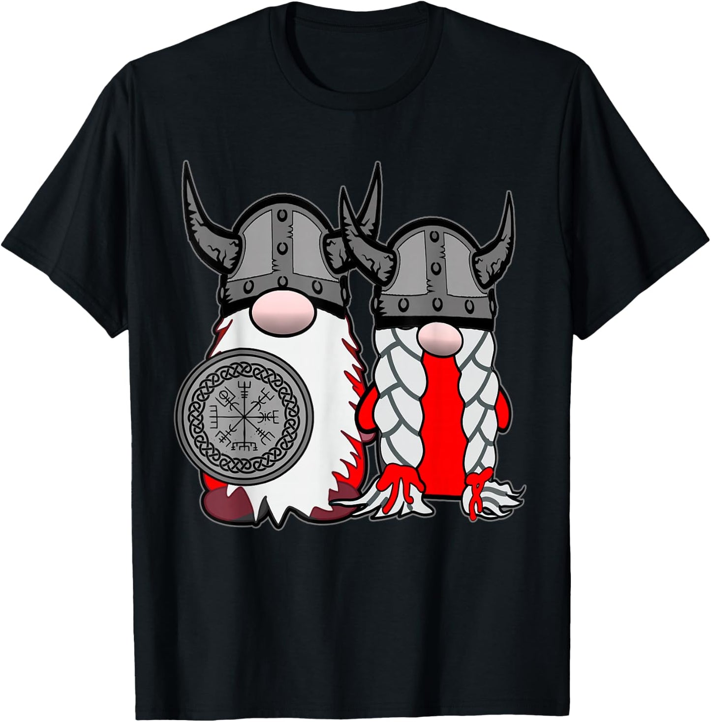 Cute Nordic Gnome Viking Tomte Couple Scandinavian Nisse T-Shirt - T-Shirt | Black