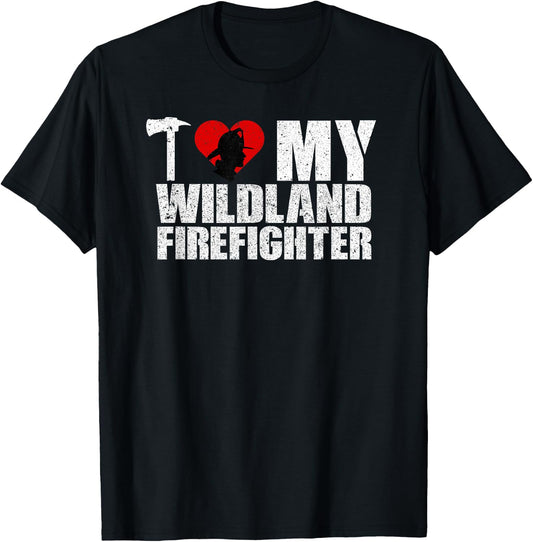 Love My Wildland Fireman Retro T-Shirt - T-Shirt | Black