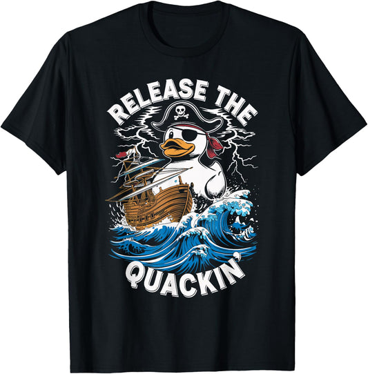 Release The Quackin Funny Rubber Duck Boat Cruise T-Shirt - T-Shirt | Black
