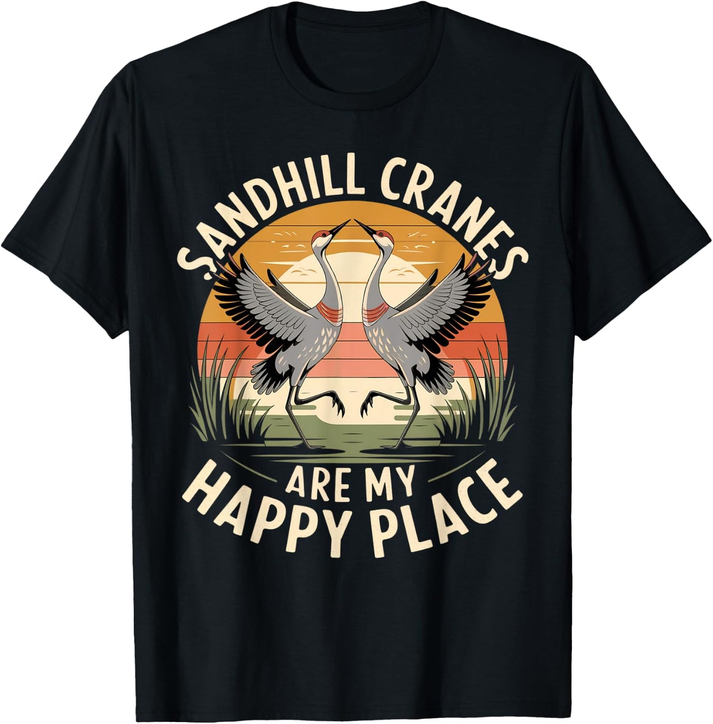 Sandhill Crane – Majestic Bird Lover Design T-Shirt - T-Shirt | Black