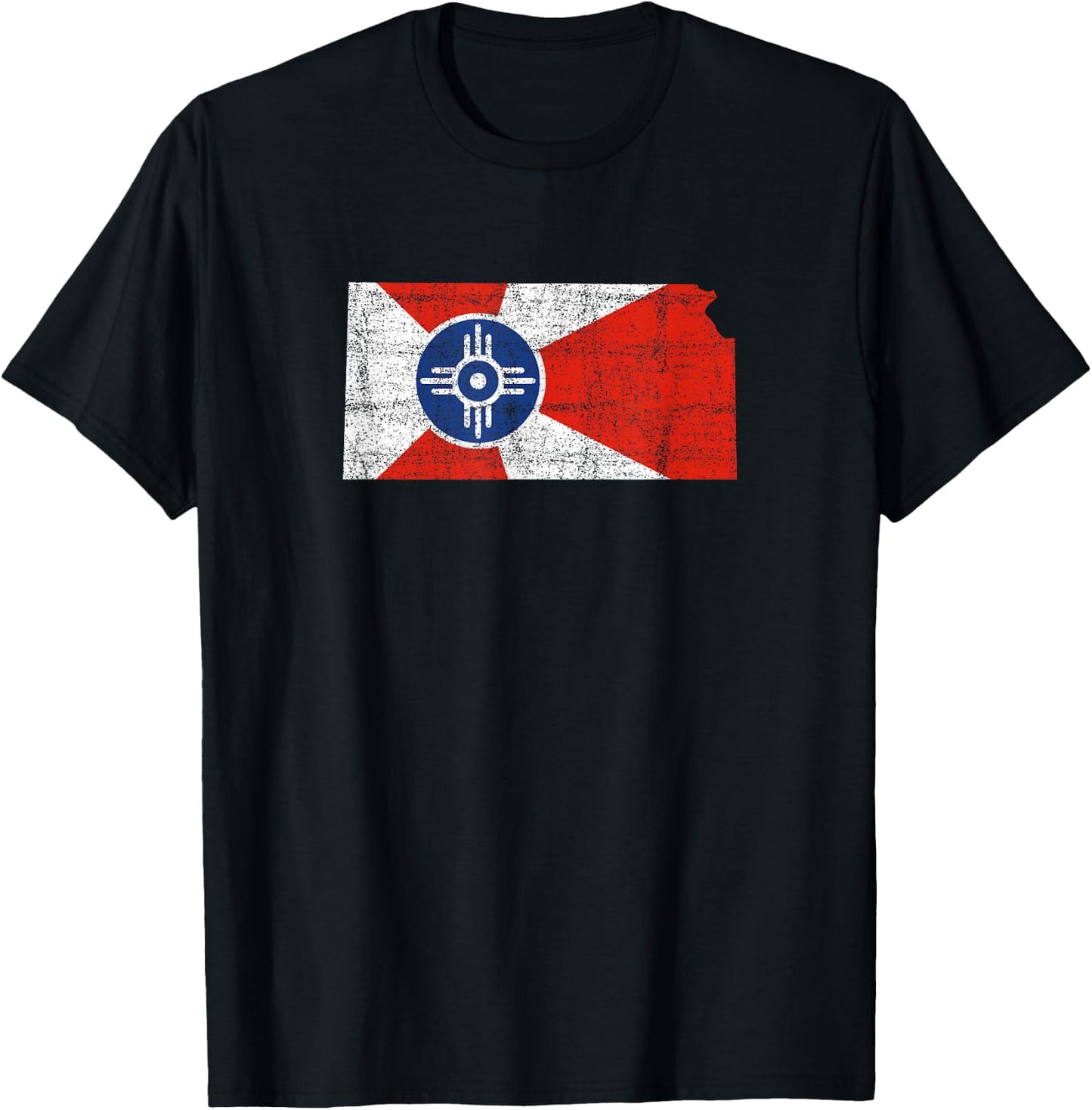 Wichita Kansas Flag Distressed Design - Wichita Kansas T-Shirt - T-Shirt | Black