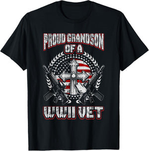 World War Two Veteran Proud Grandson of a WWII Vet T Shirt T-Shirt - T-Shirt | Black