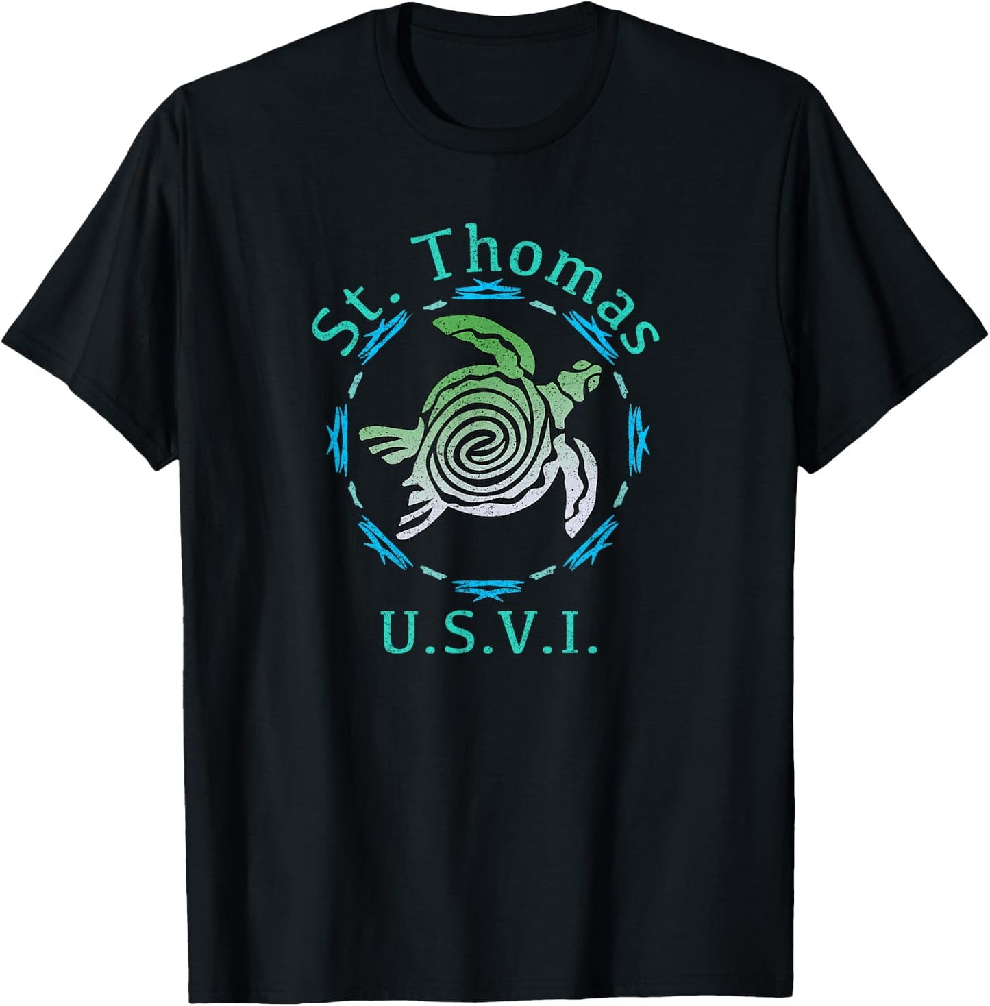 St. Thomas Vintage Tribal Turtle T-Shirt - T-Shirt | Black