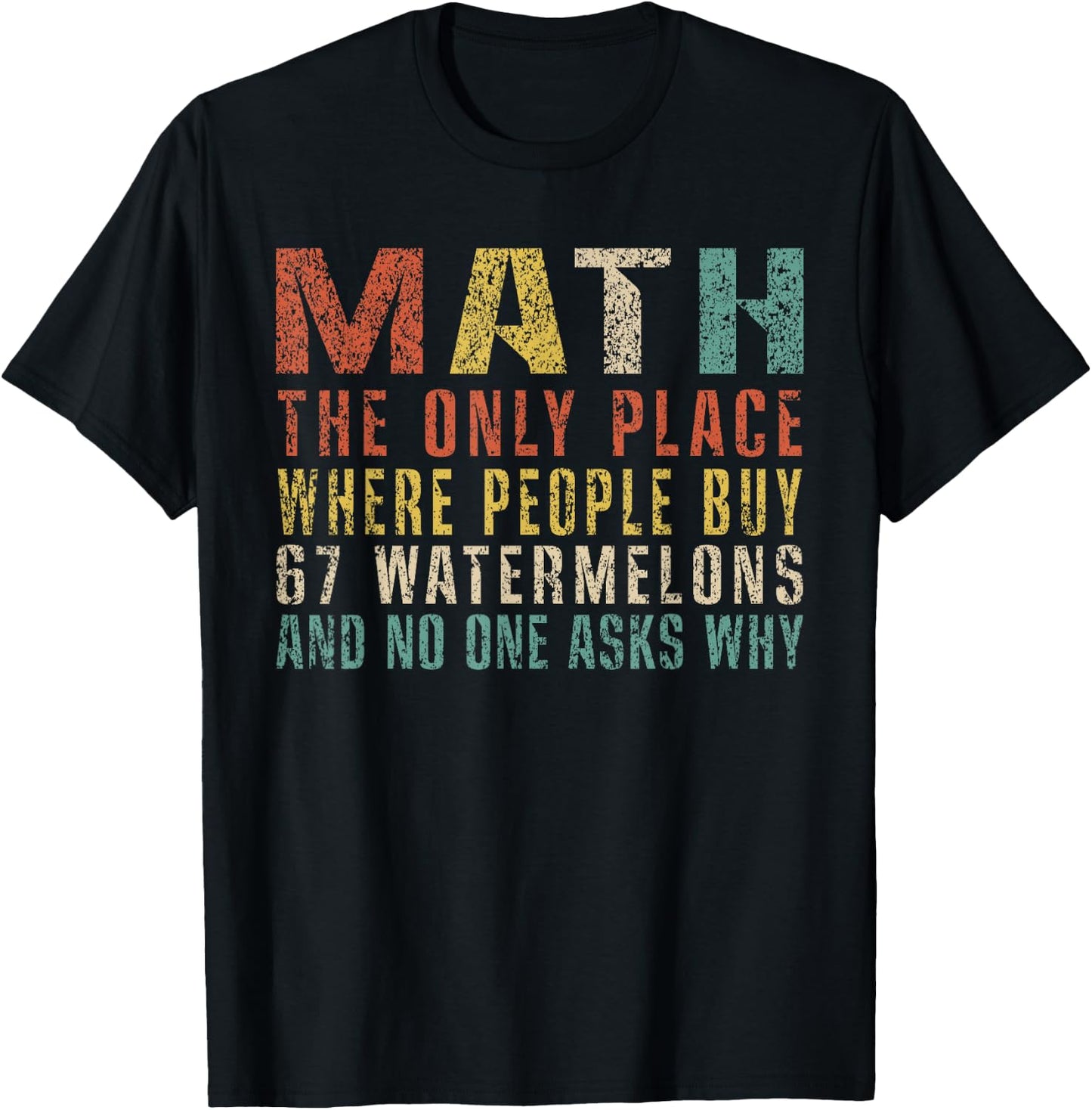 Math The Only Place Where People Buy 67 Watermelons Funny T-Shirt - T-Shirt | Black