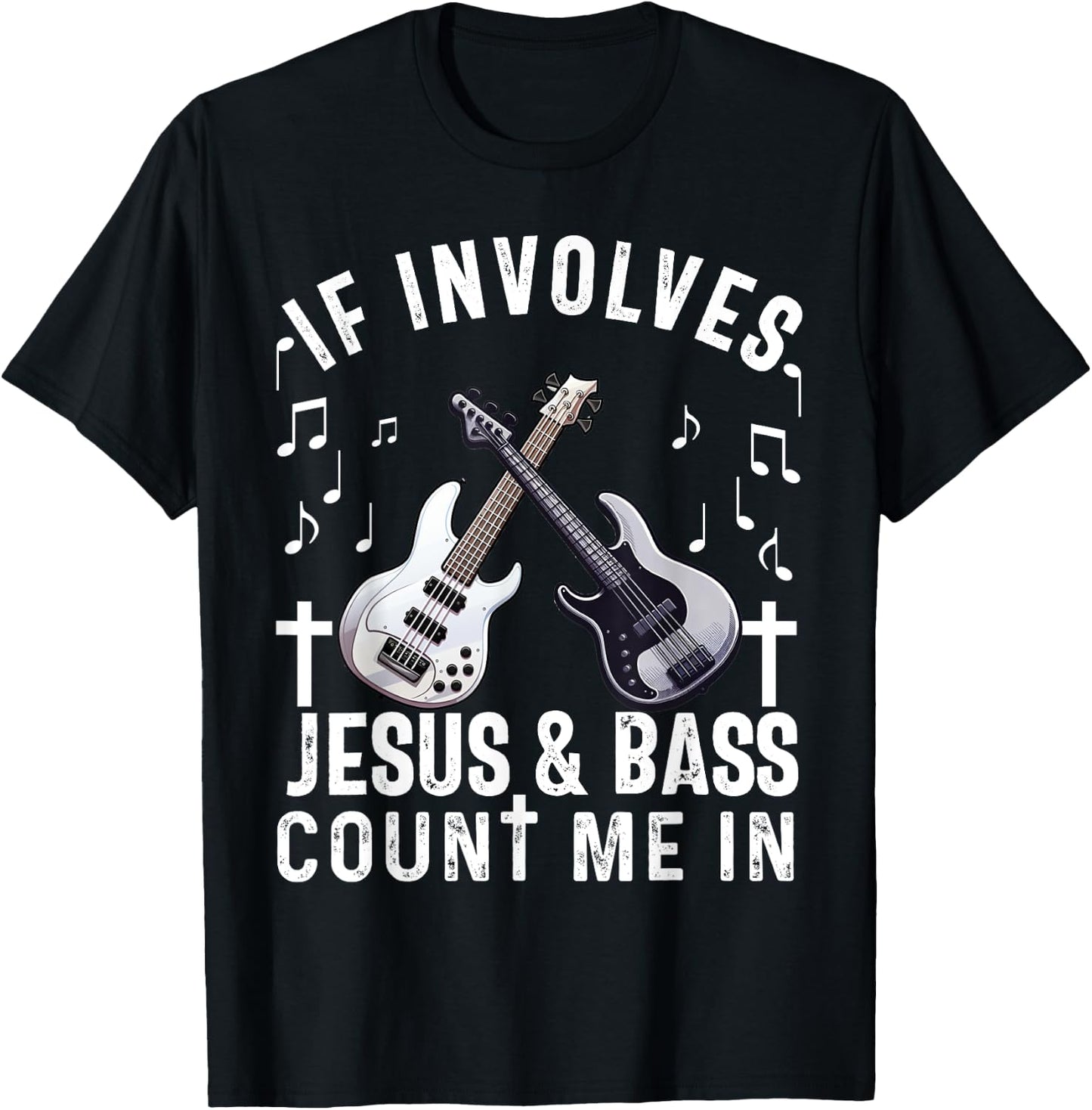 Christian Bass Guitar Player Worship Jesus Bassist Music T-Shirt - T-Shirt | Black