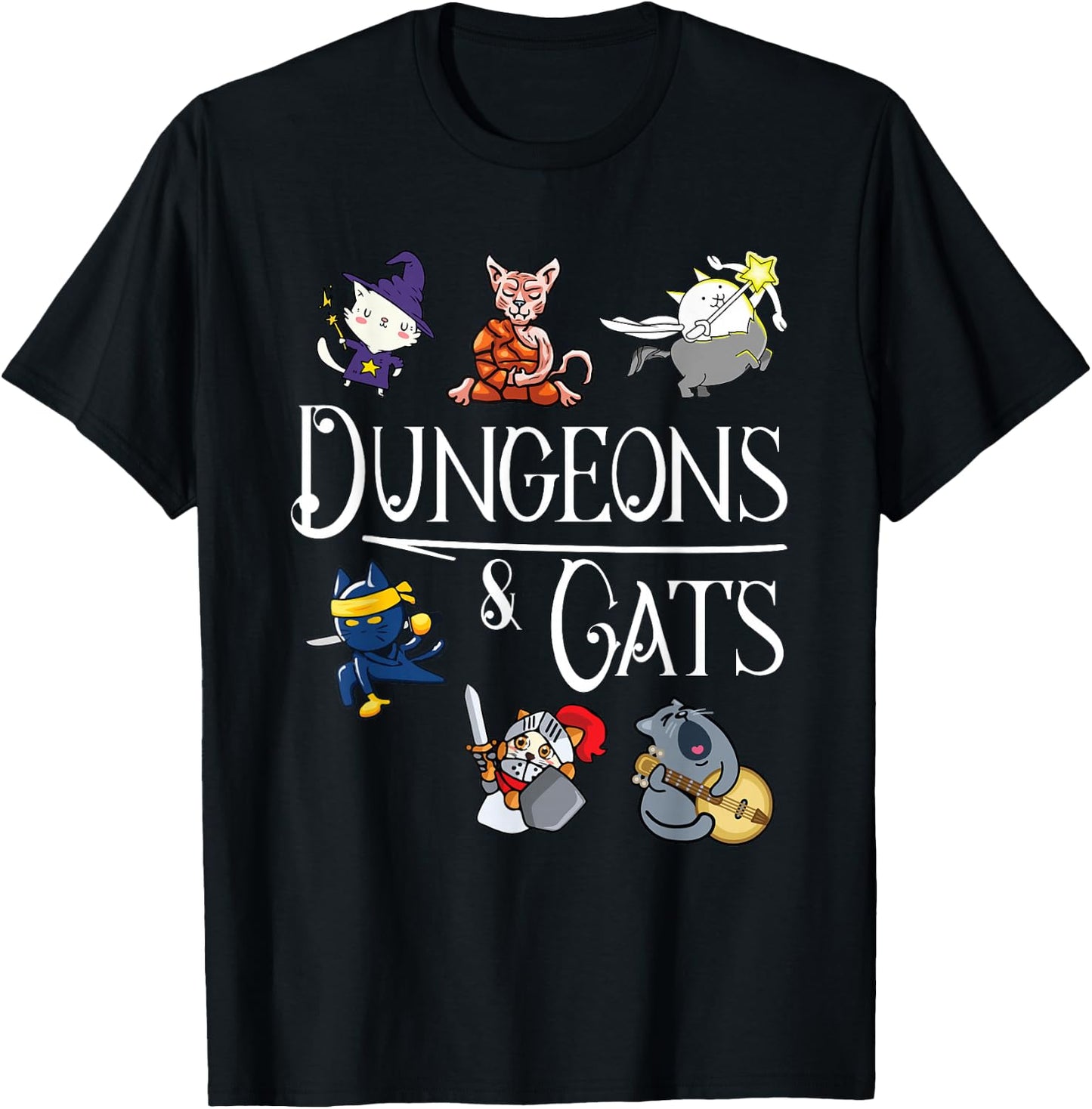 Dungeons and Cats Funny Dragon Cat Kitten Lover Kitty Gift Small T-Shirt - T-Shirt | Black