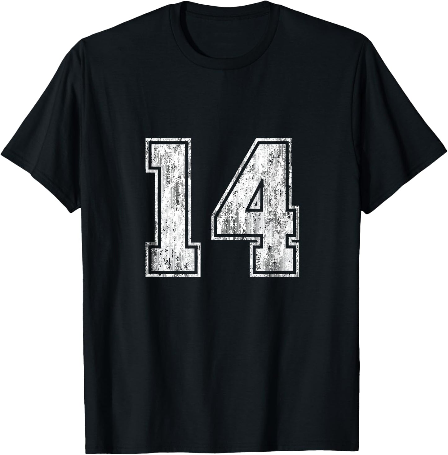 Number 14 Vintage Fourteen Sports Design T-Shirt - T-Shirt | Black