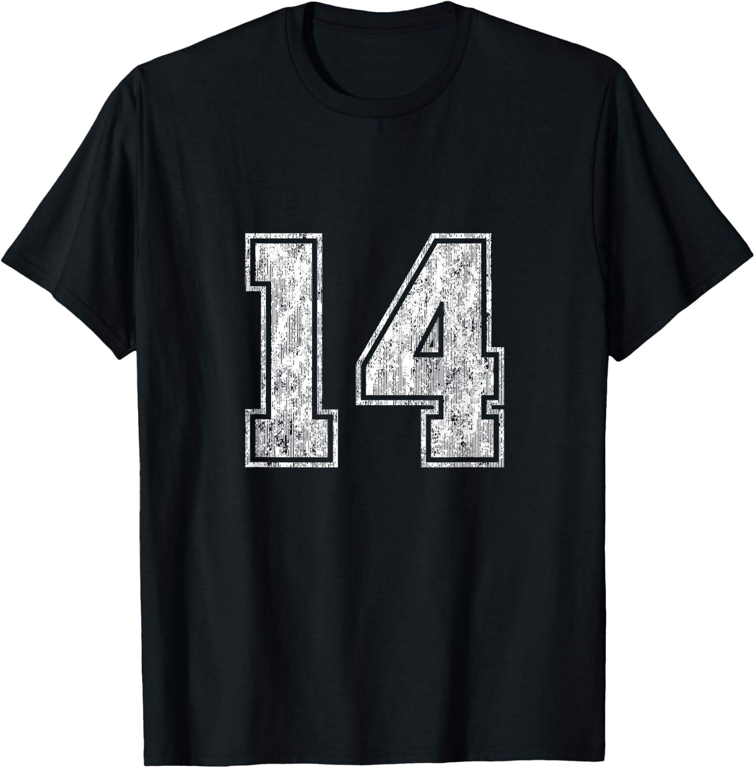 Number 14 Vintage Fourteen Sports Design T-Shirt - T-Shirt | Black